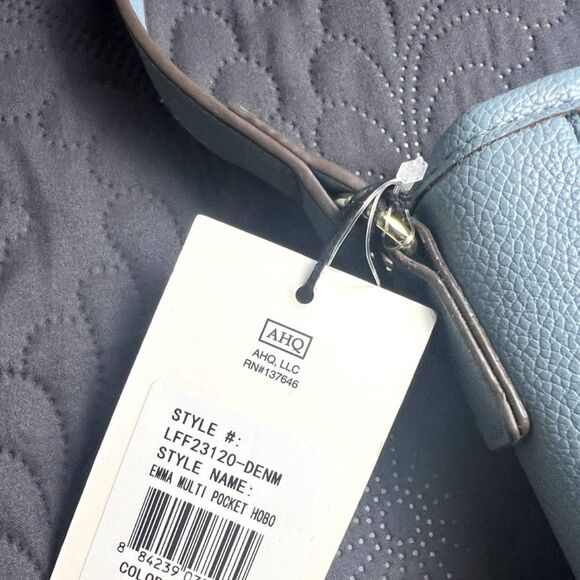 London Fog Emma Multi Pocket Hobo Bag Denim Chic Cute Utility Functional: NWT - Picture 9 of 12